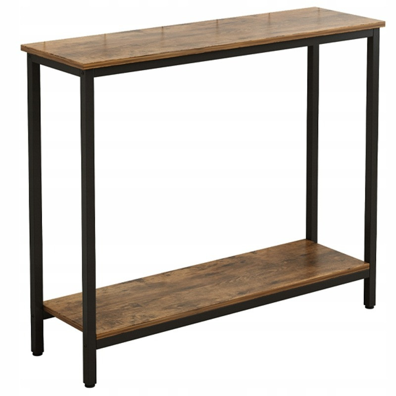 Rustykalna konsola 100 cm szafka loft metalowy stelaż brązowy blat regał
