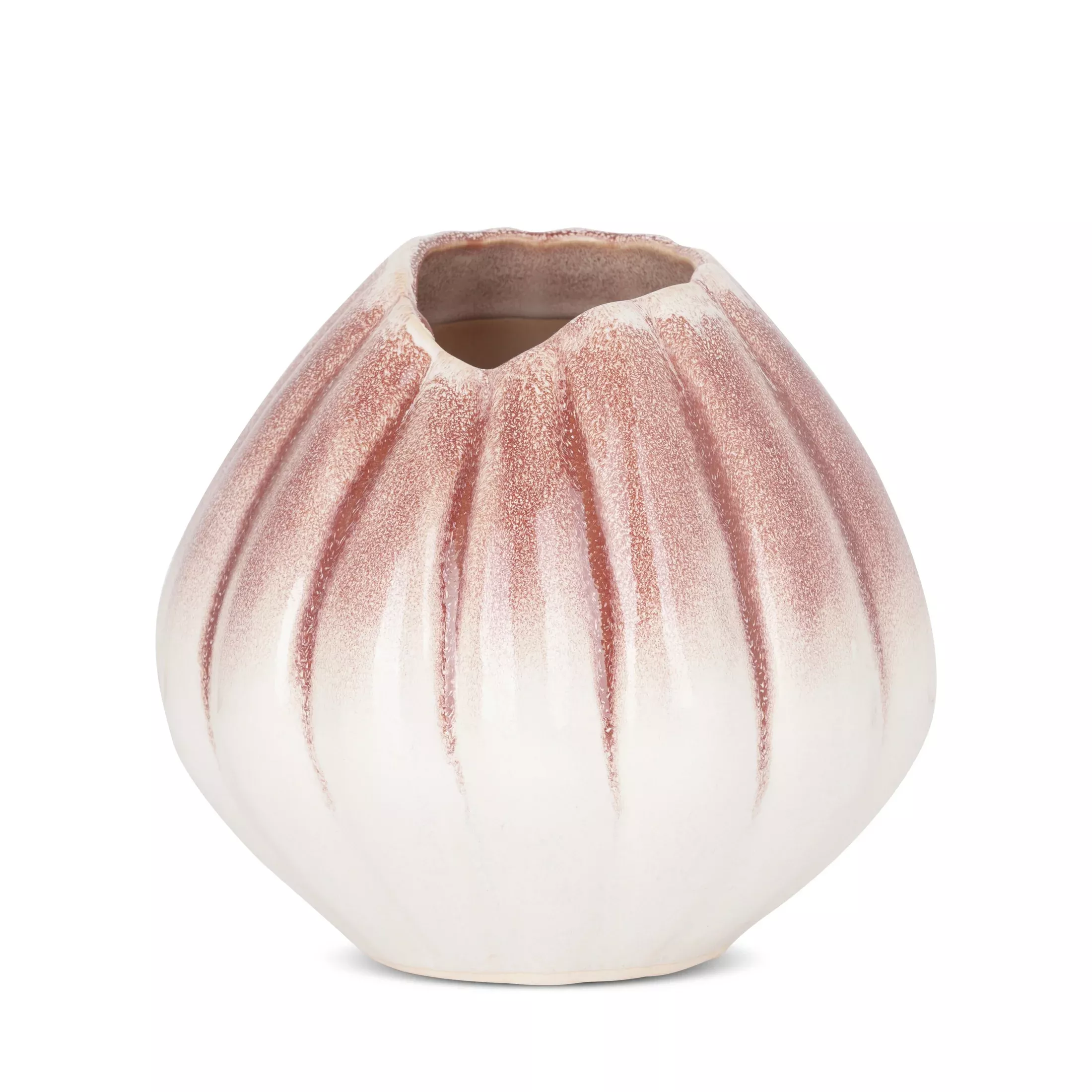 Wazon ceramiczny kremowo-różowy z efektem ombre średnica 19x18 cm EVITA