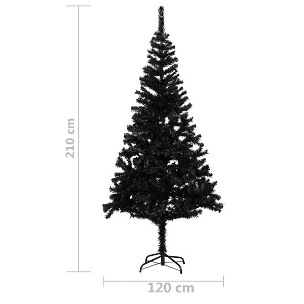 vidaXL Artificial Christmas Tree with Stand Black 7 ft PVC - 82.7"