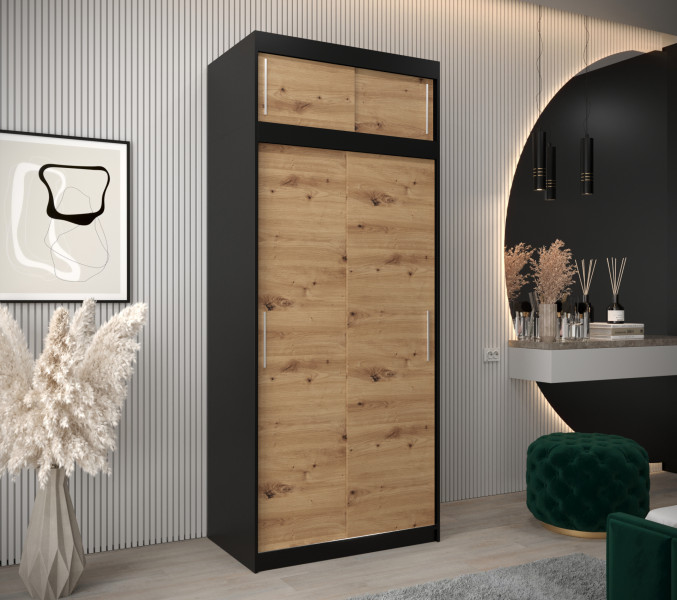 Szafa przesuwna Tokyo 100 czarny   artisan z nadstawką