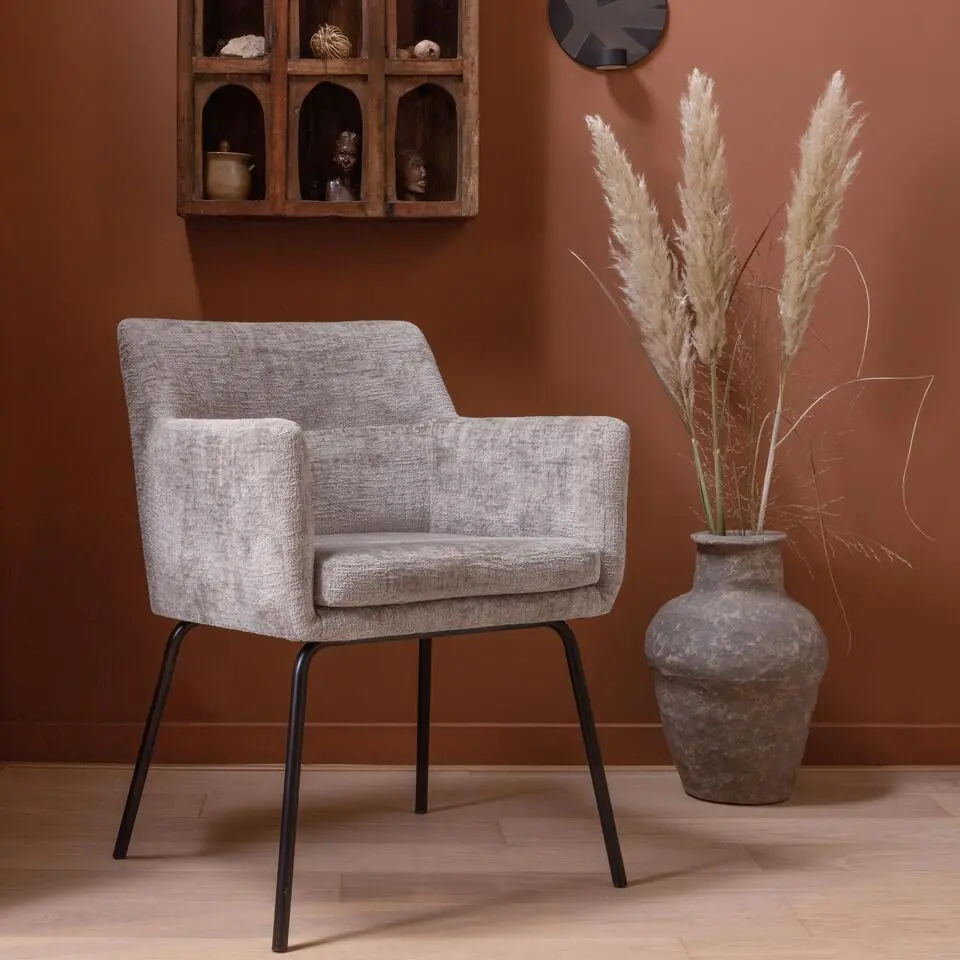 WOOOD Kam Eetkamerstoelen - Polyester - Off White - Set van 2