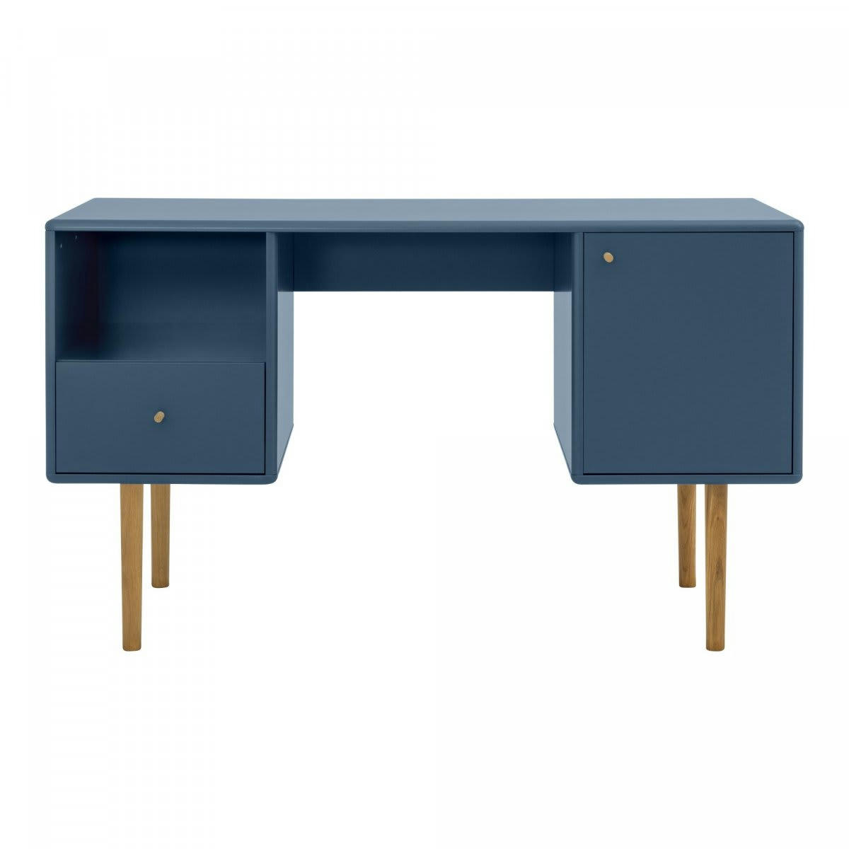 MARCEAU - Bureau moderne en bois avec rangements MARCEAU bleu