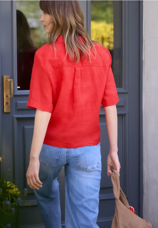 Kurzarm Hemdbluse aus Leinen
