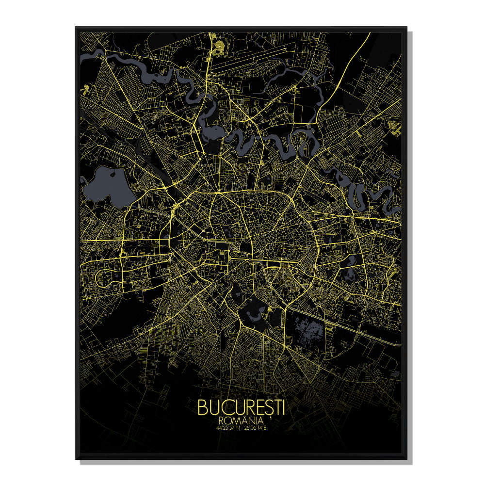 - Affiche Bucarest Carte Nuit 40x50