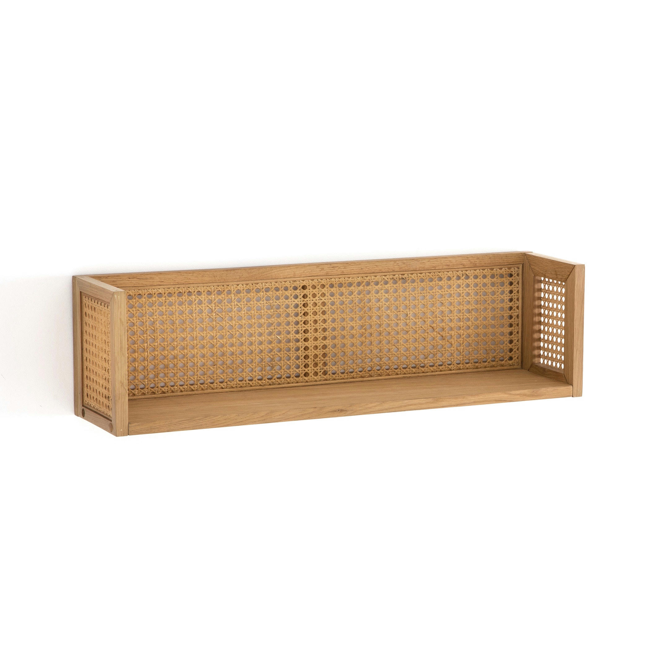 Etagère murale chêne et cannage, Waska