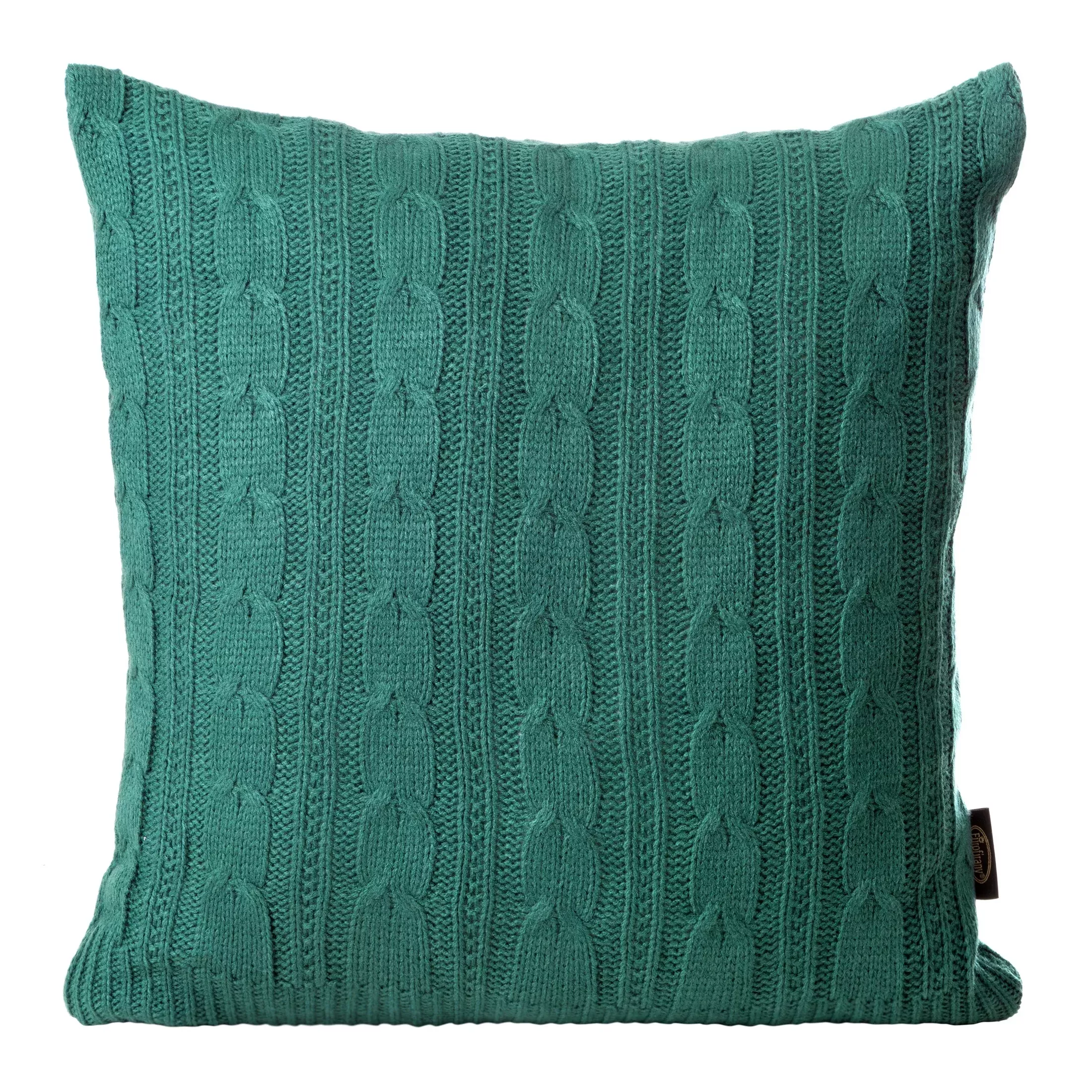 Poszewka na poduszkę 45x45 cm ciemnozielona z drobnym plecionym wzorem AKRYL 2