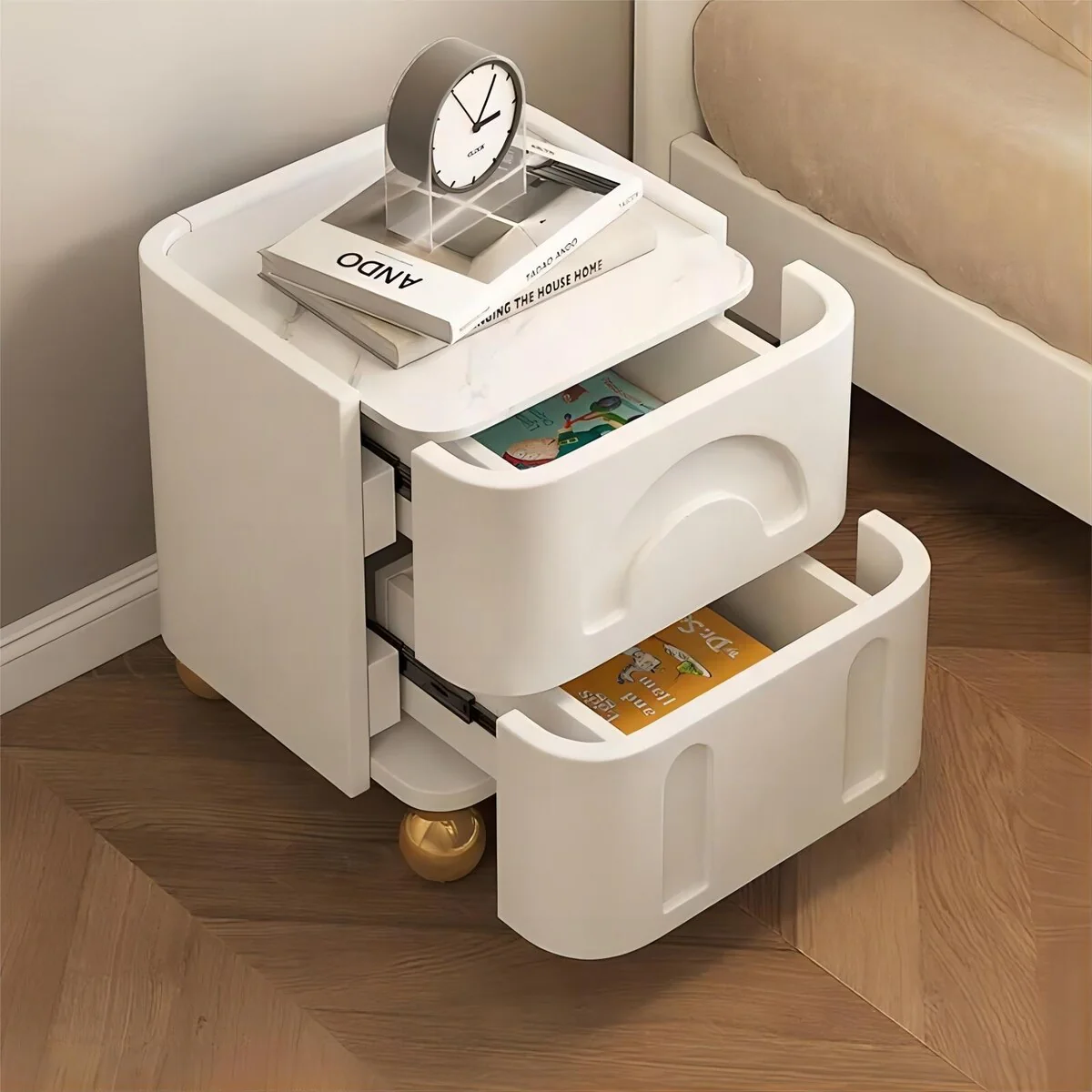 Nordic Design Modern Wood Bedside Nightstand Side Table