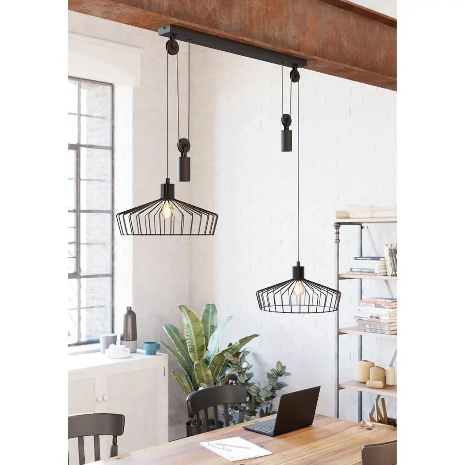 EGLO Winkworth Hanglamp - E27 - &Oslash; 50 cm - Zwart