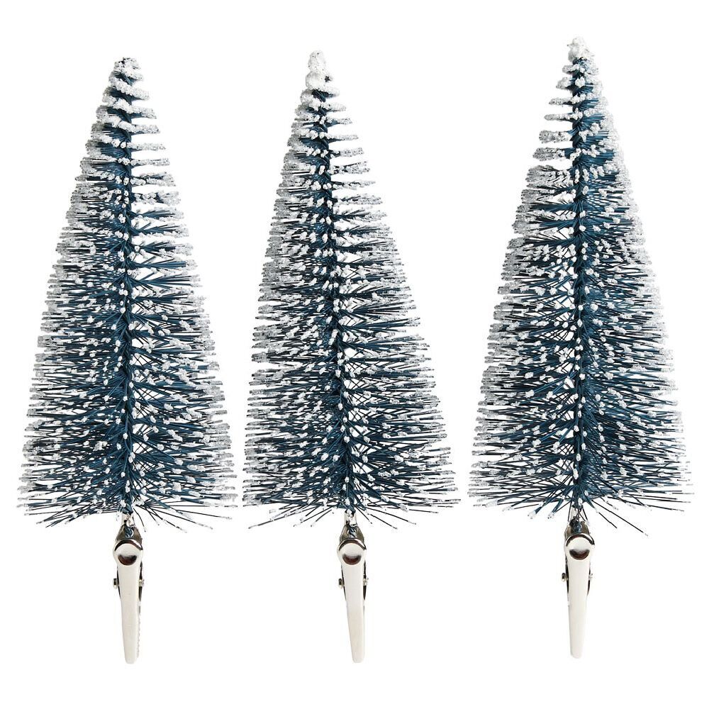 Sapin à clipser argenté ou bleu Ø5xH14cm x3