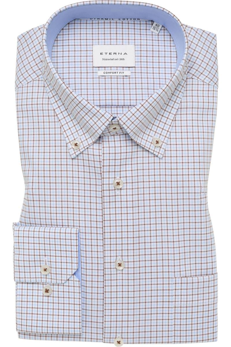 ETERNA Comfort Fit Hemd braun/blau, Kariert
