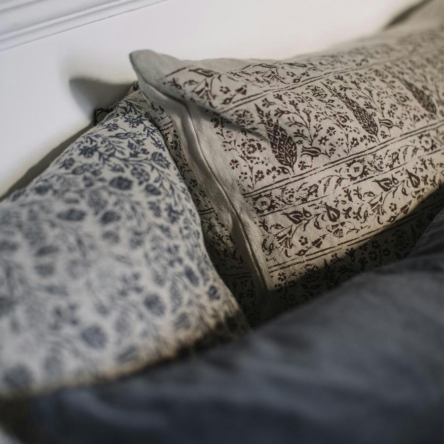 ORIENT EXPRESS - Coussin en lin pur lavé  Hayat Marron 50x70