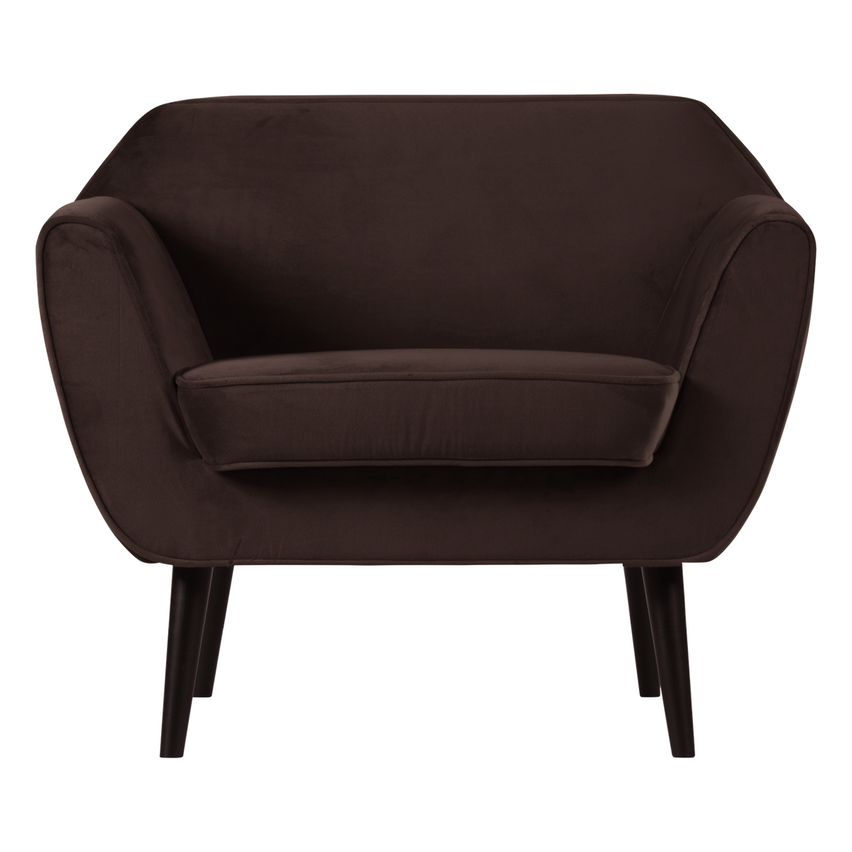 WOOOD fauteuil Rocco - Velvet - Donkerbruin - 75x92x81