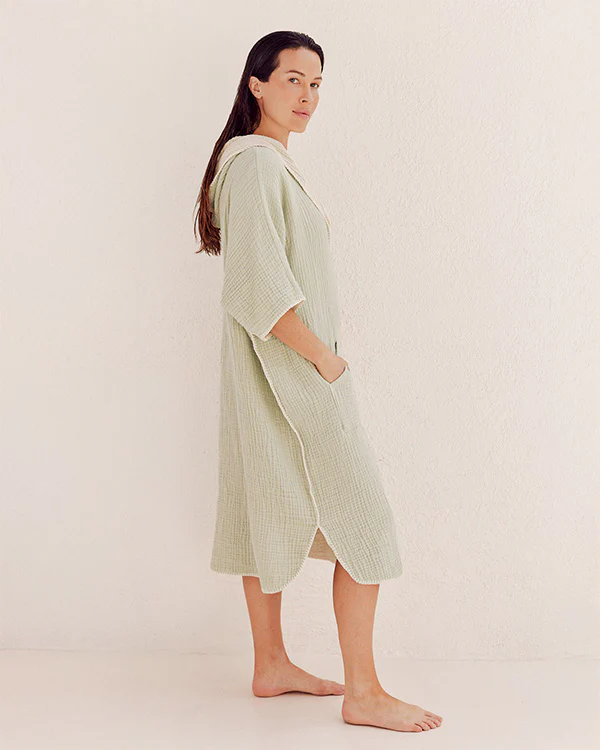 Falta Gauze Hooded Poncho - Sage