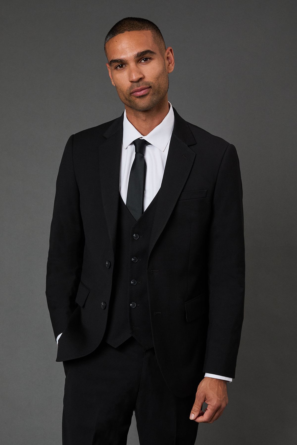 Burton Black Tailored Fit Essential Suit Jacket