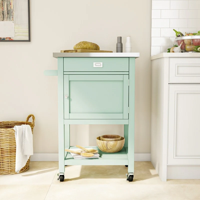 Julianna Mobile Apartment Cart with Stainless Steel Top