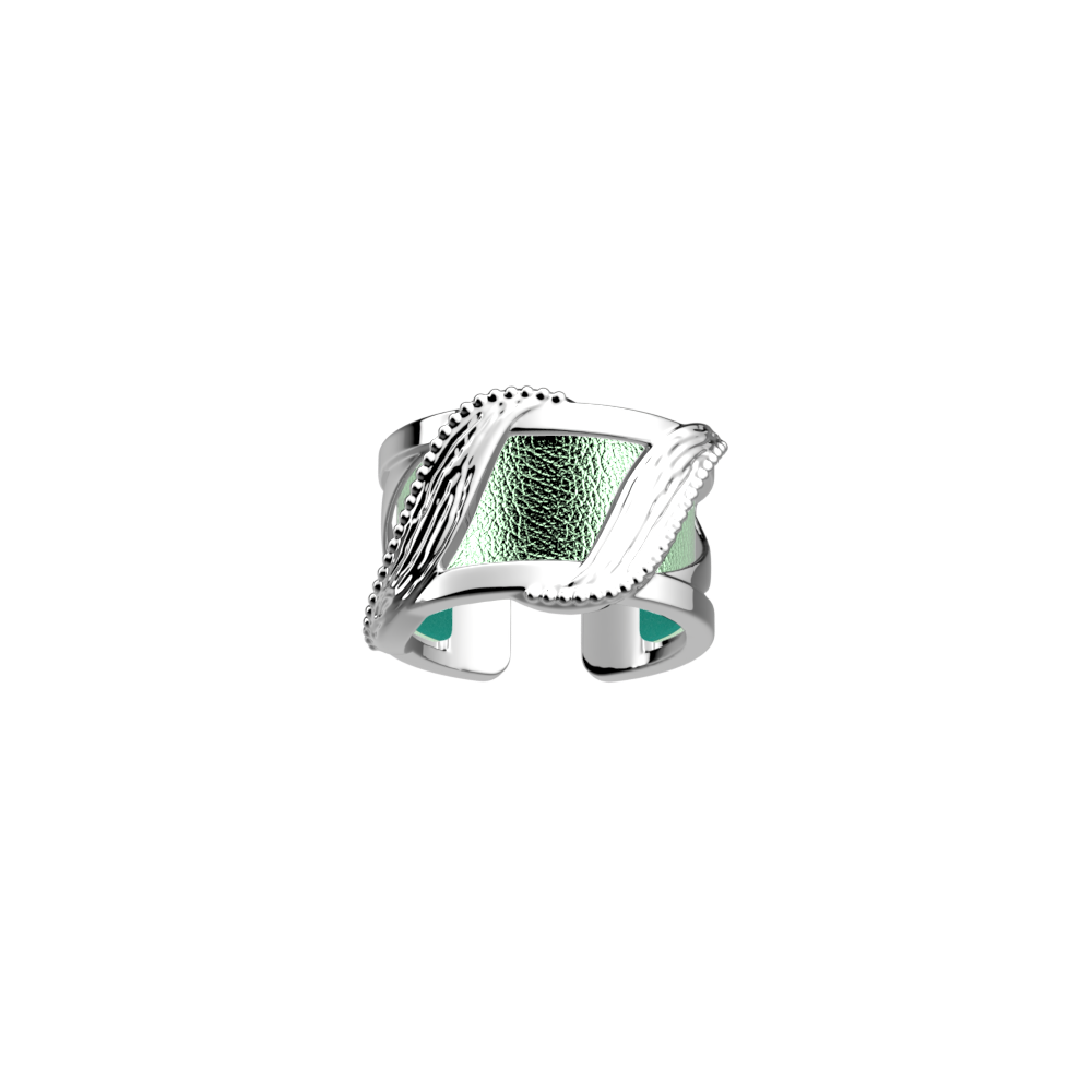 Bague Drapé, cuir réversible Aquatic / Aquamarine Métallisé