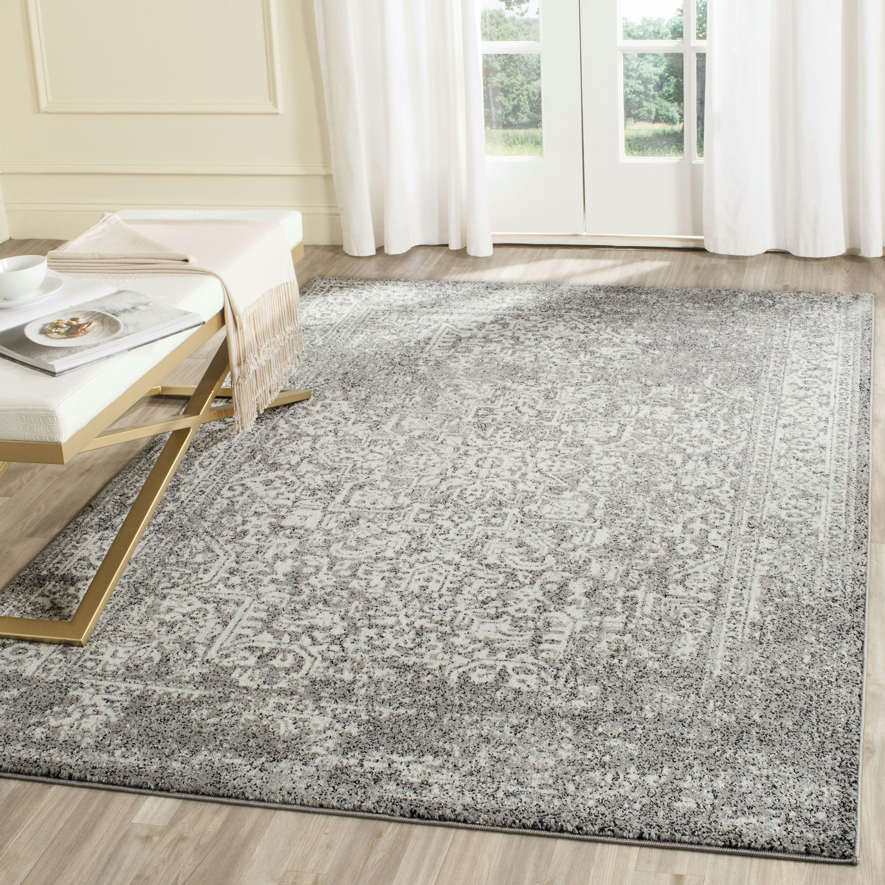 EVOKE - Tapis de salon interieur en gris & ivoire, 201 x 274 cm