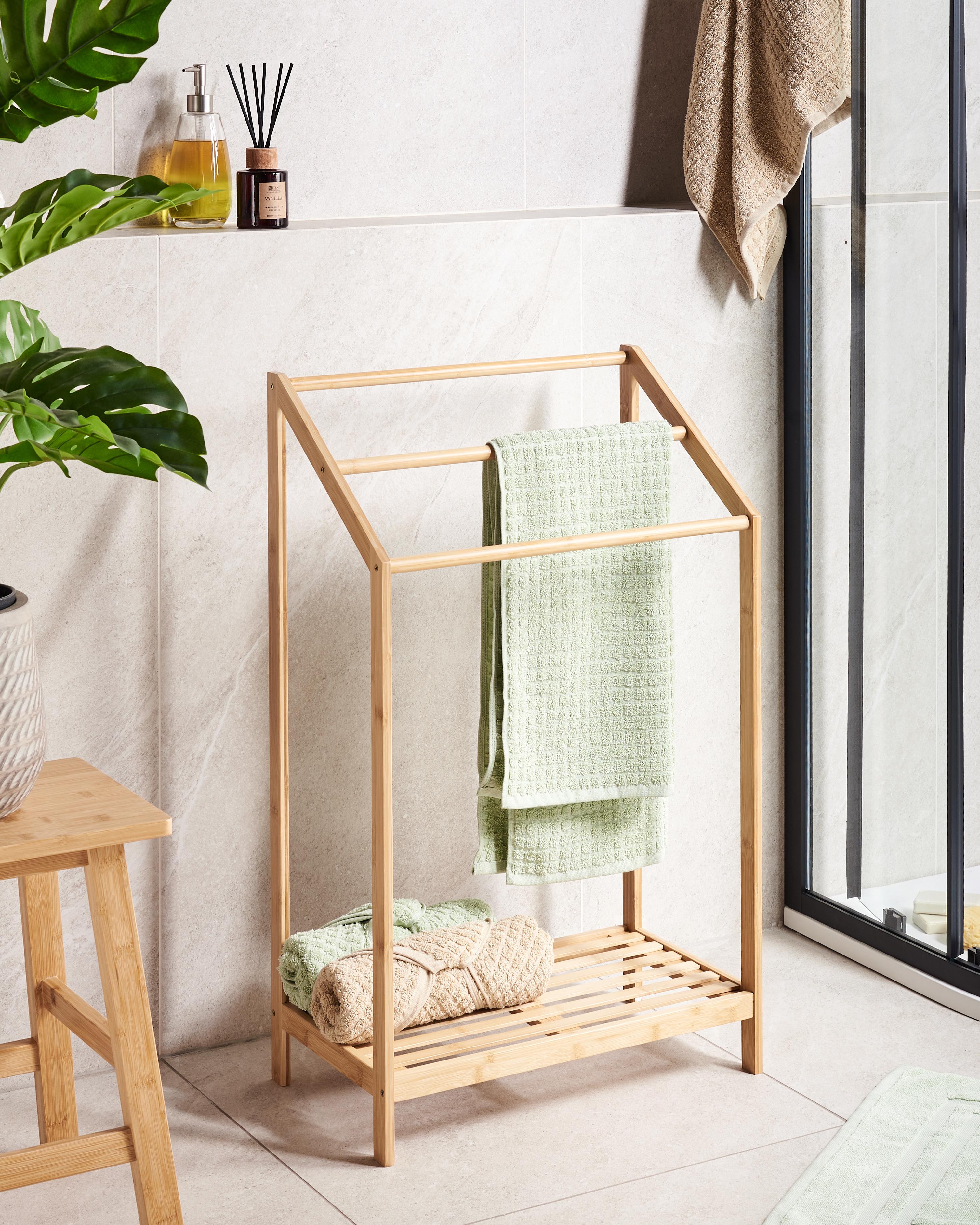Towel Stand with Shelf YUNGAS Bamboo Light Brown
