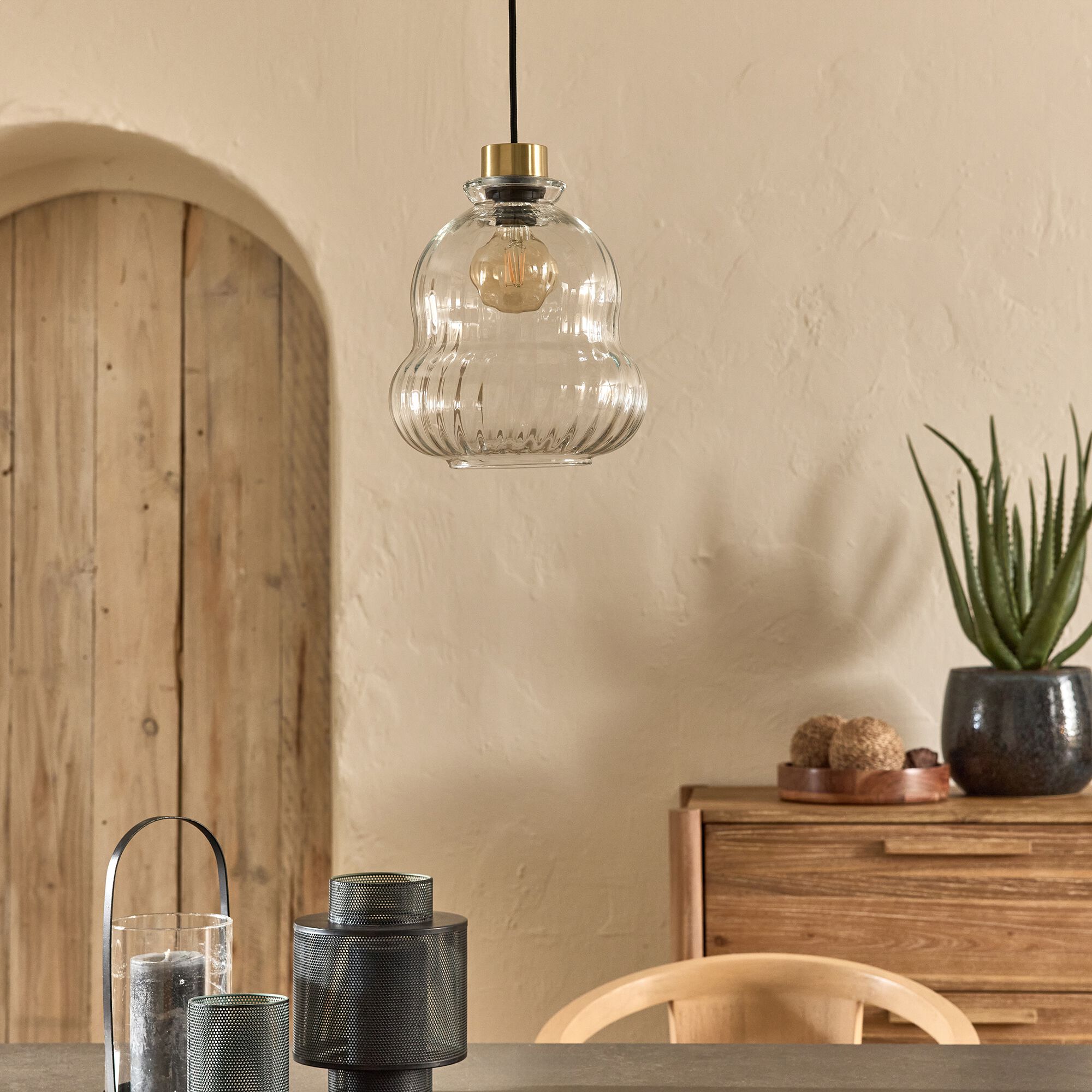 RAVELLO - Suspension électrifiée en verre D24,5cm - transparent