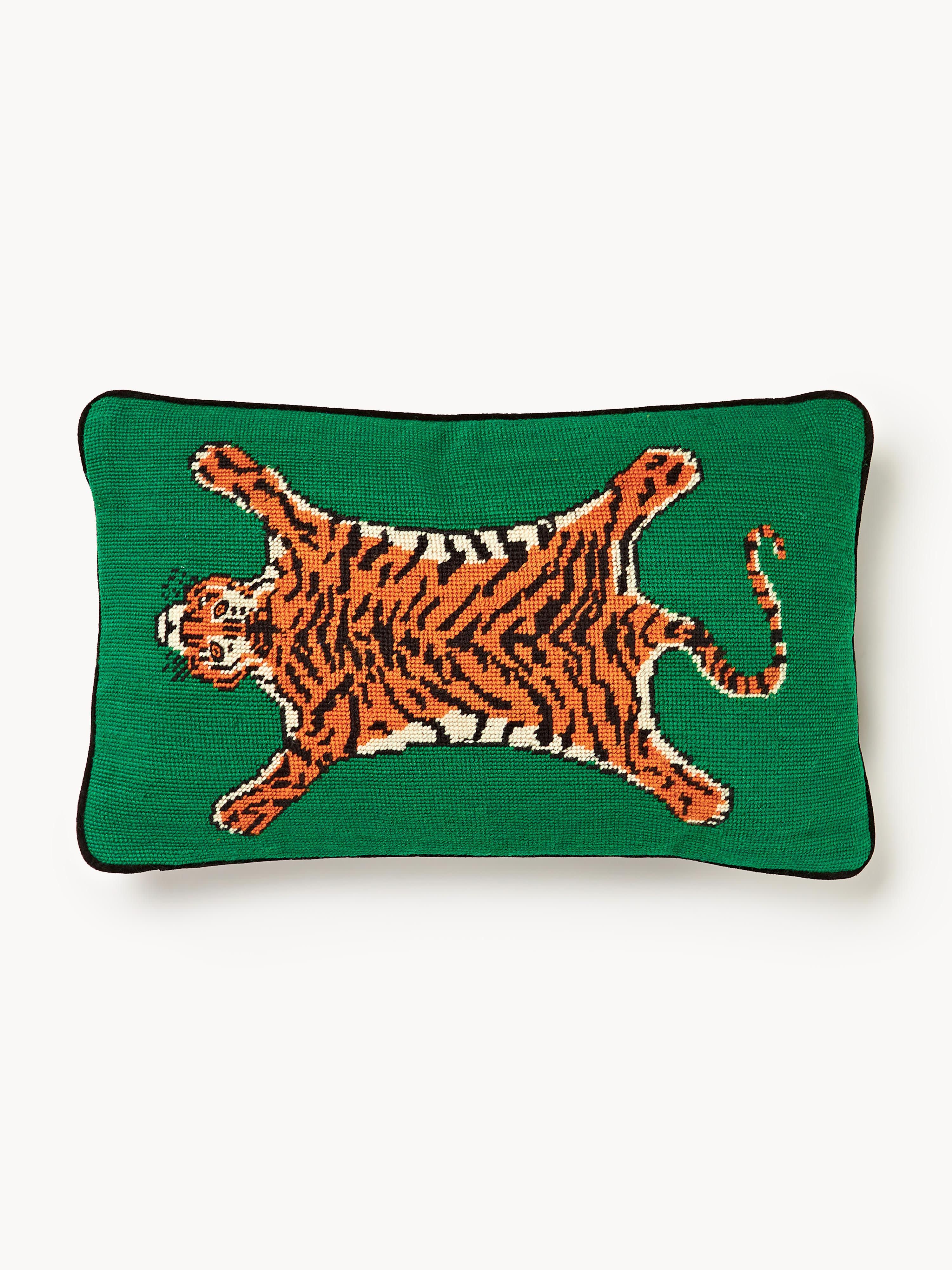 Handgefertigtes Woll-Kissen Tiger