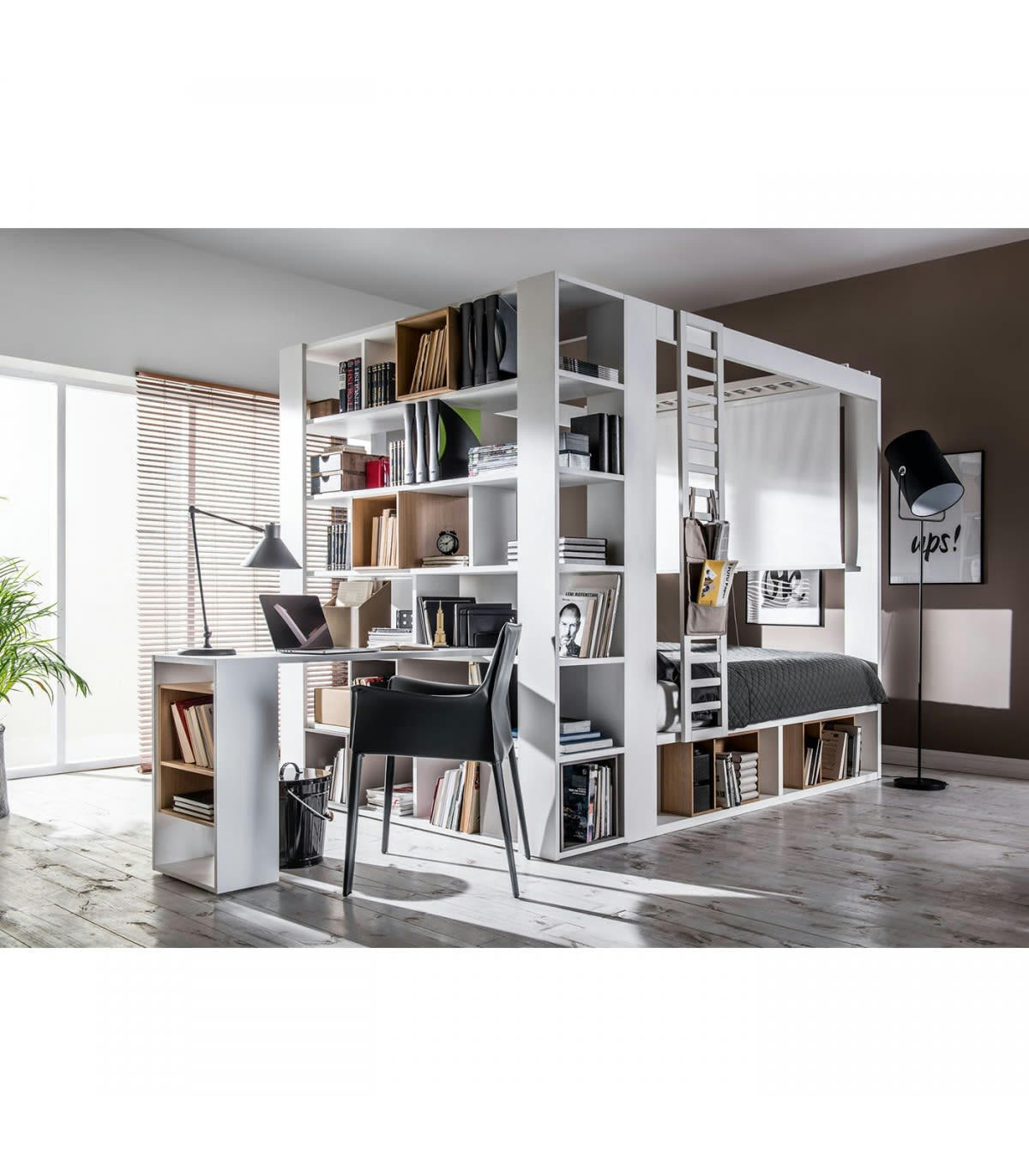 4YOU - Bibliothèque multi-rangements H206 cm - Blanc