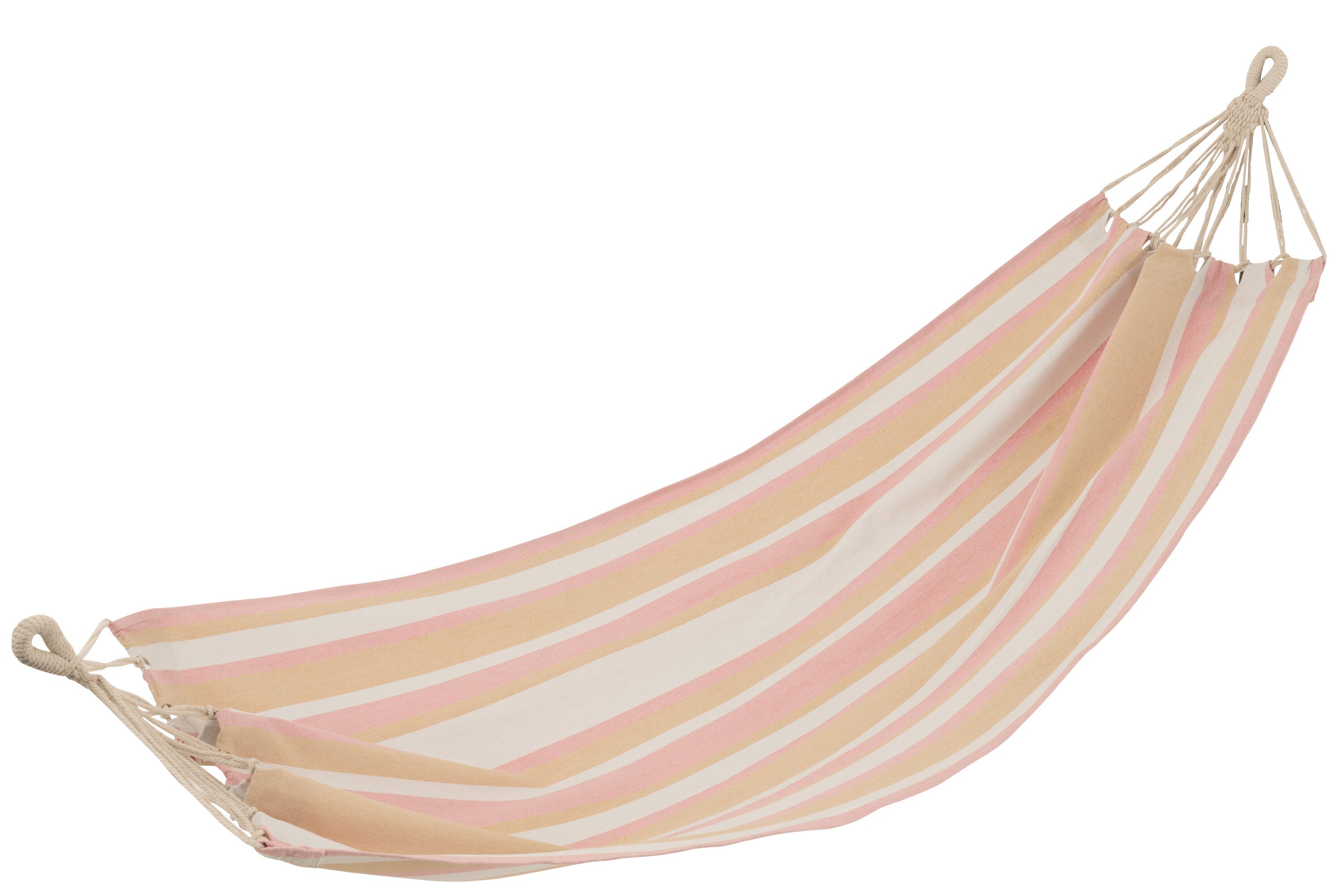 J-Line hangmat Strepen - katoen polyester - wit beige lichtr