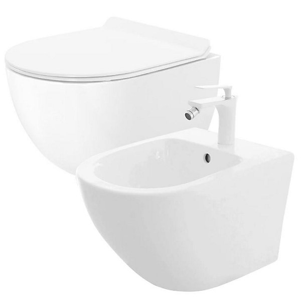 Cuvette Wc Suspendue Rea Carter White   Bidet Carter Mini