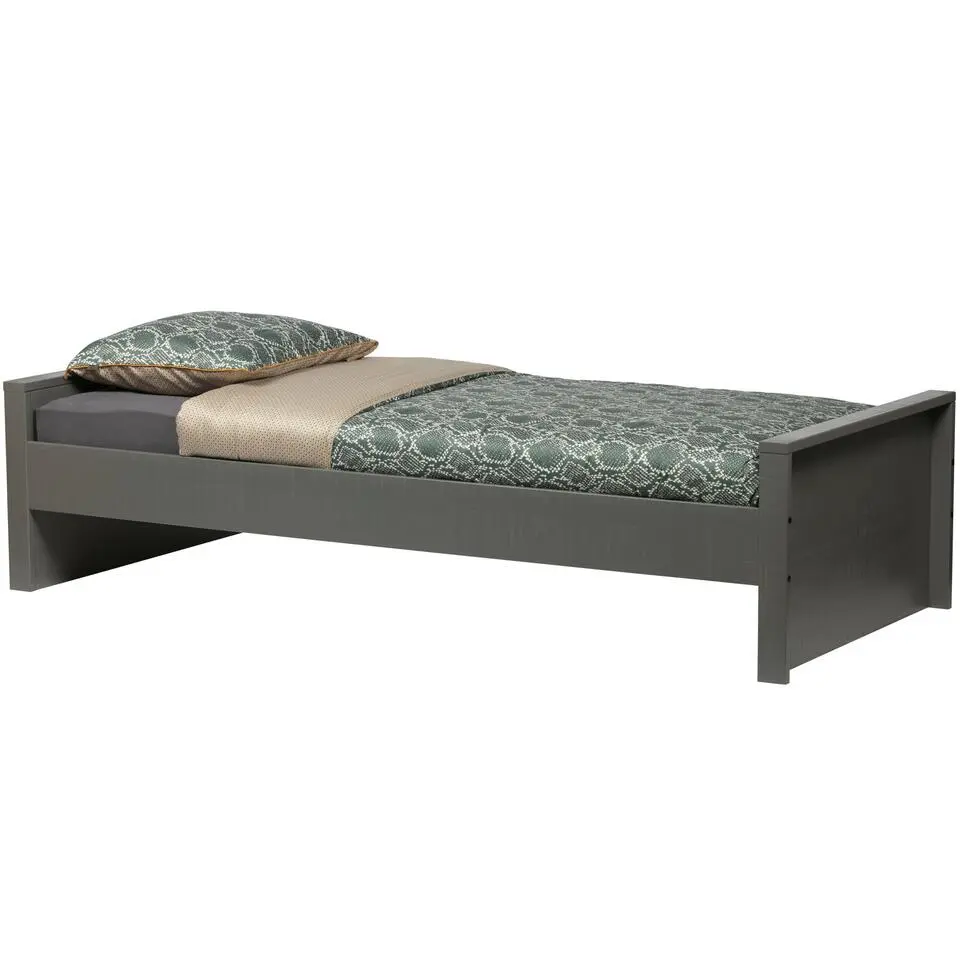 WOOOD Morris Bed Incl. Bedlade/Lattenrol - Grenen - Leem - 90x200