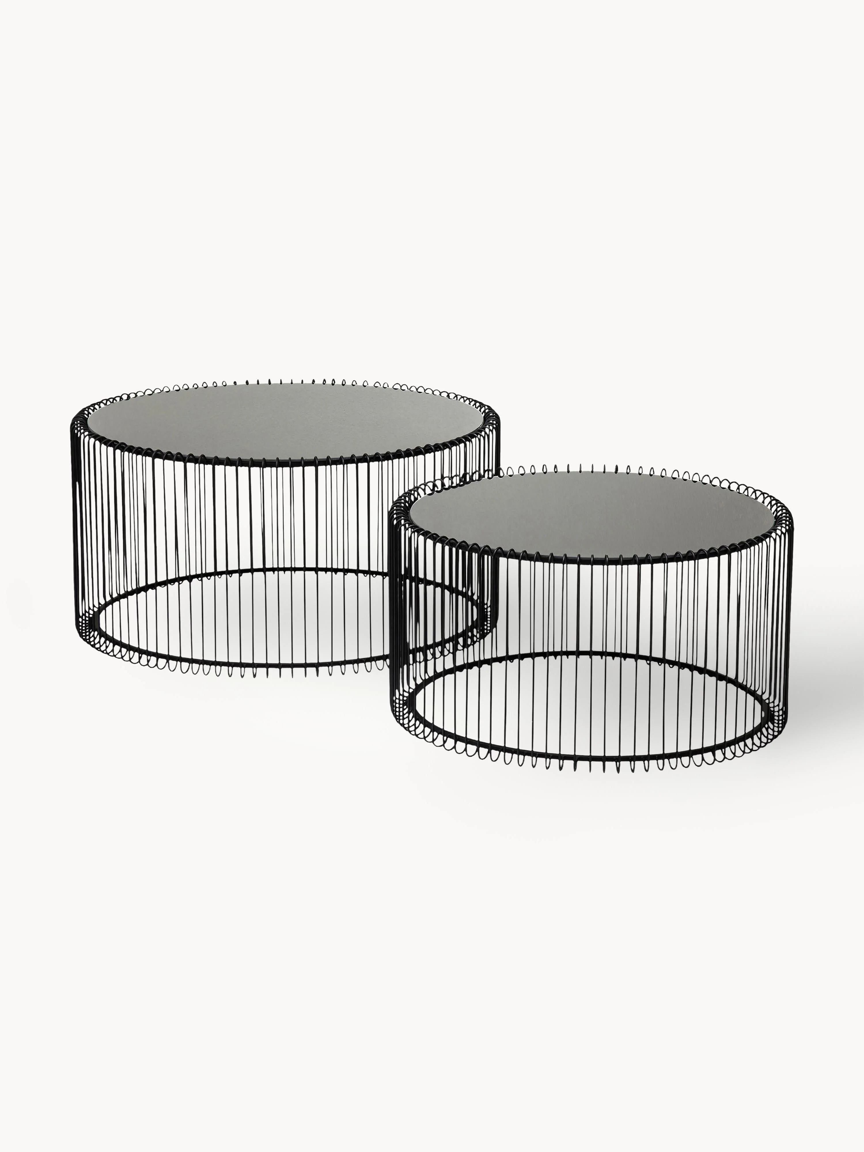 Couchtische Wire mit Glasplatten, 2er-Set