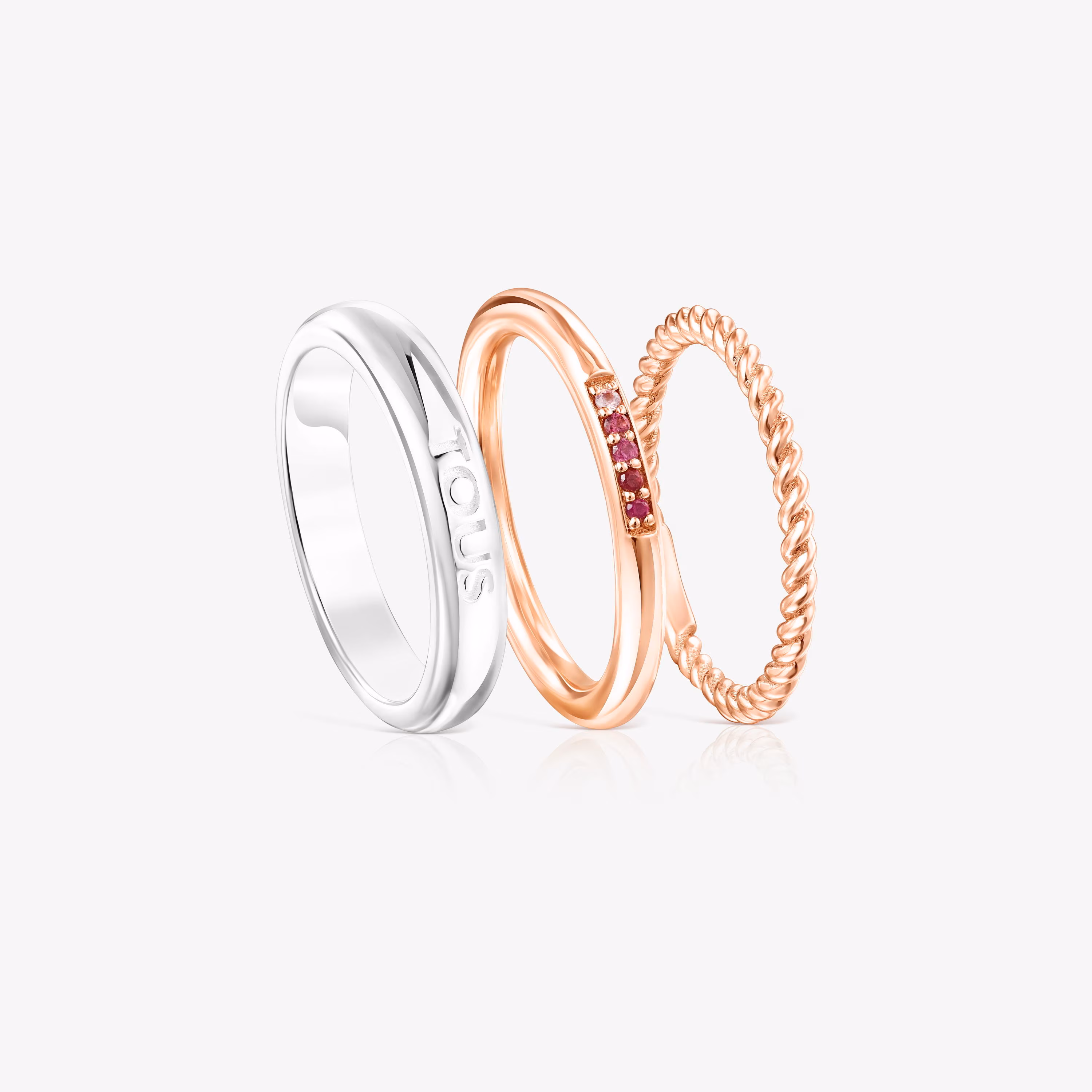Pack de Anillos de plata, plata vermeil rosa, zafiro y rubí Ring Mix
