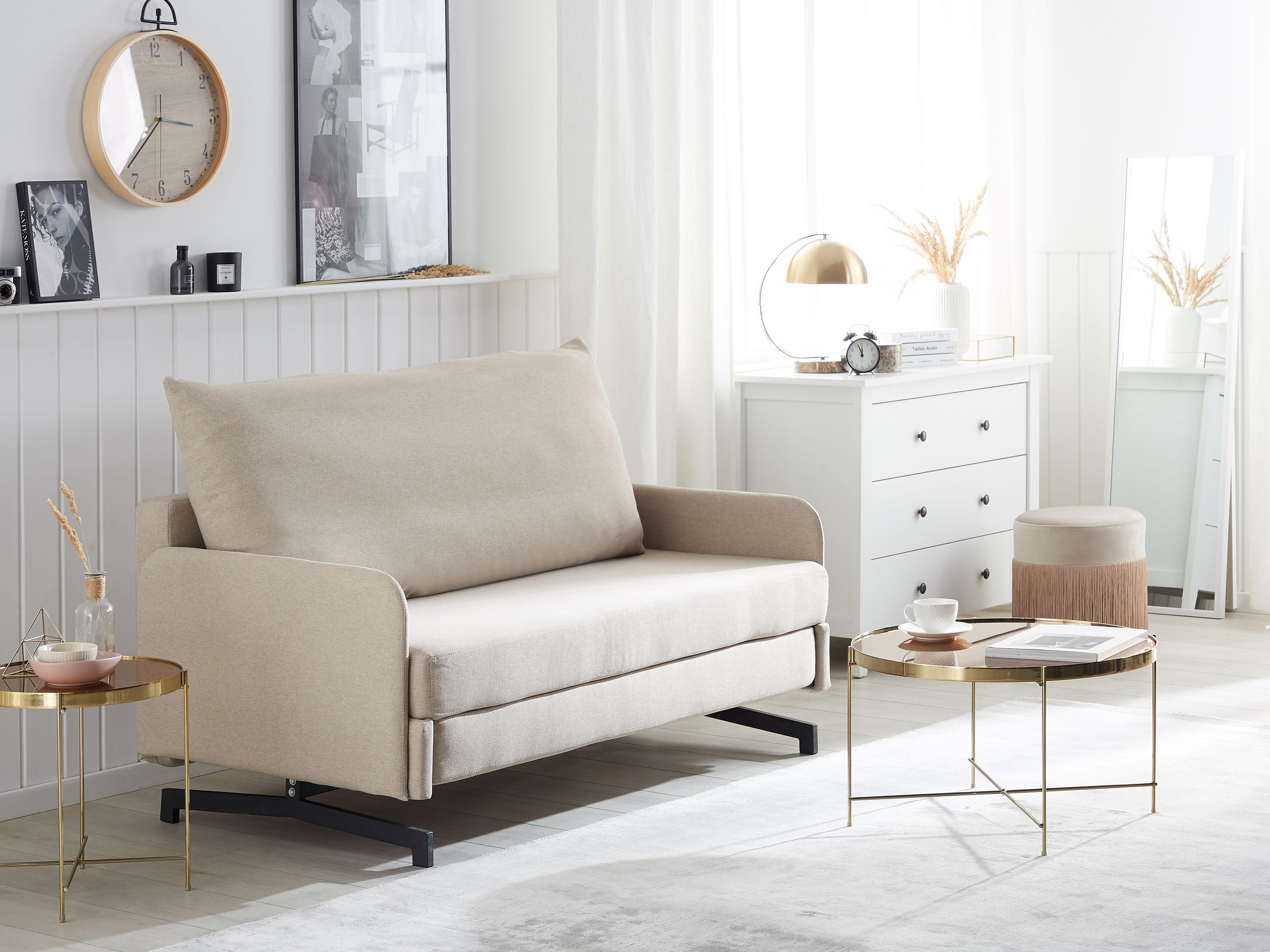 Sofa Bed 2 Seater BELFAST Fabric Beige