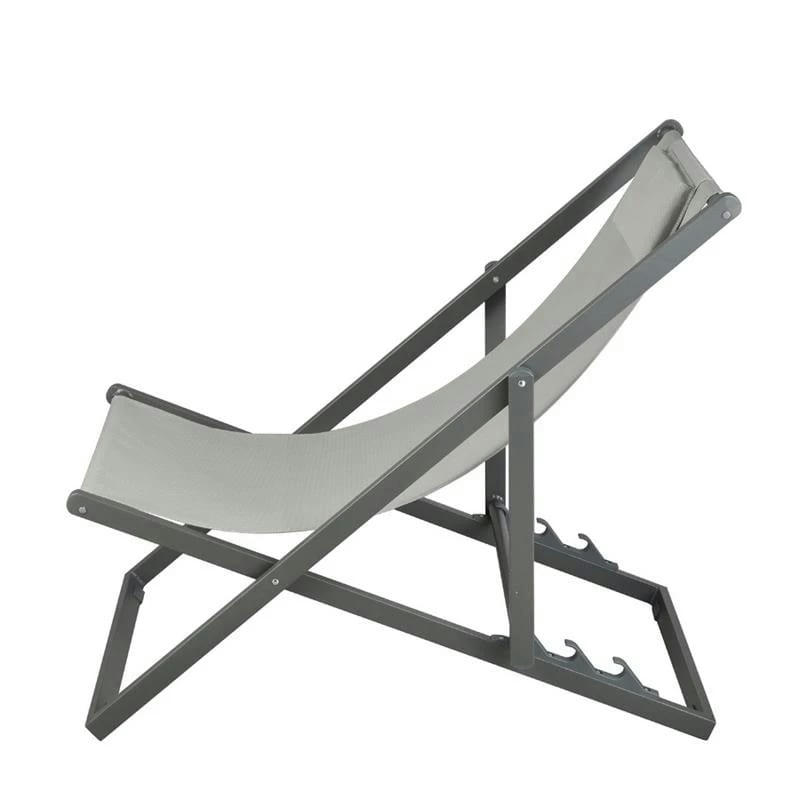 GILDA - Chaise longue de jardin pliante grise