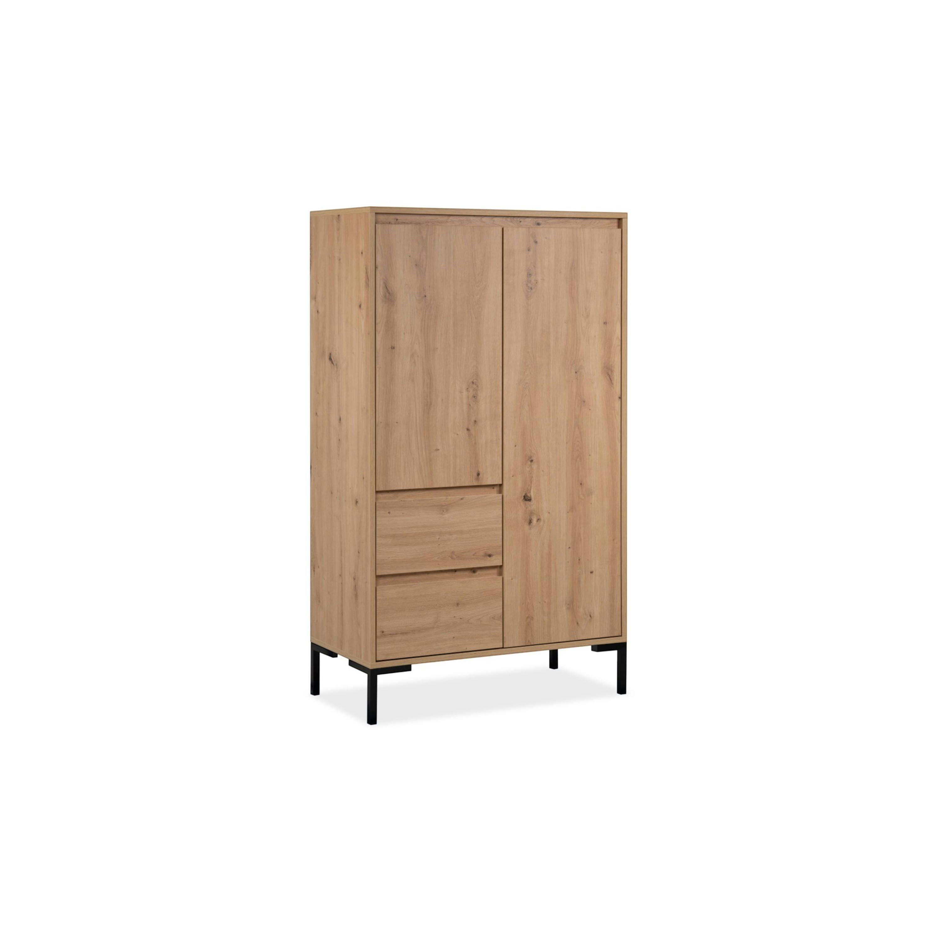 Buffet haut décor bois 2 portes 2 tiroirs KARVI