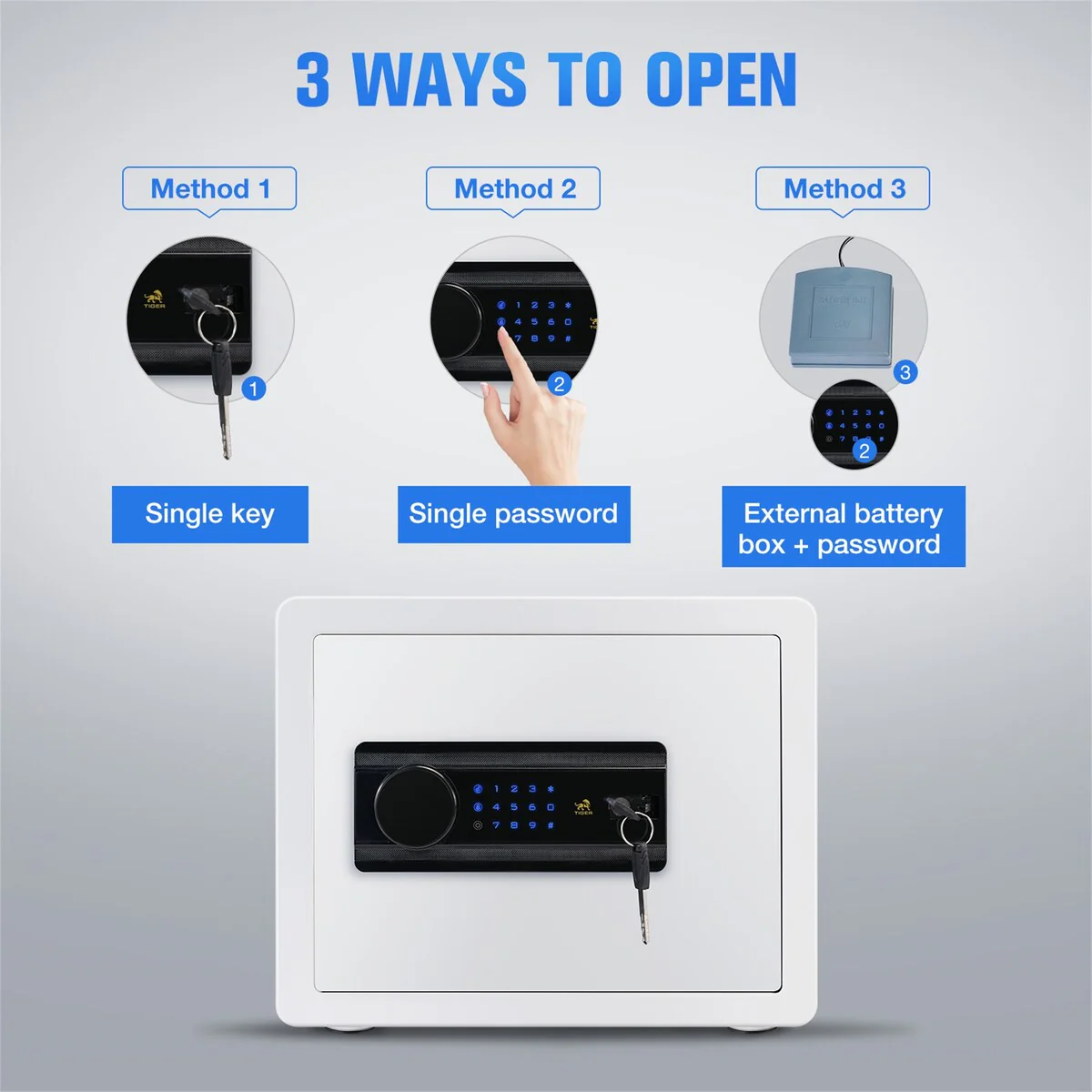 Safe Box for Valuables with 3 Ways for Open