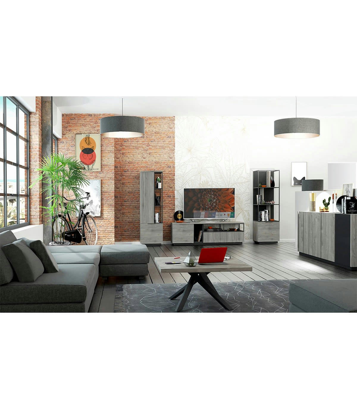 SNAPP - Table basse carrée moderne avec pieds métal L90cm