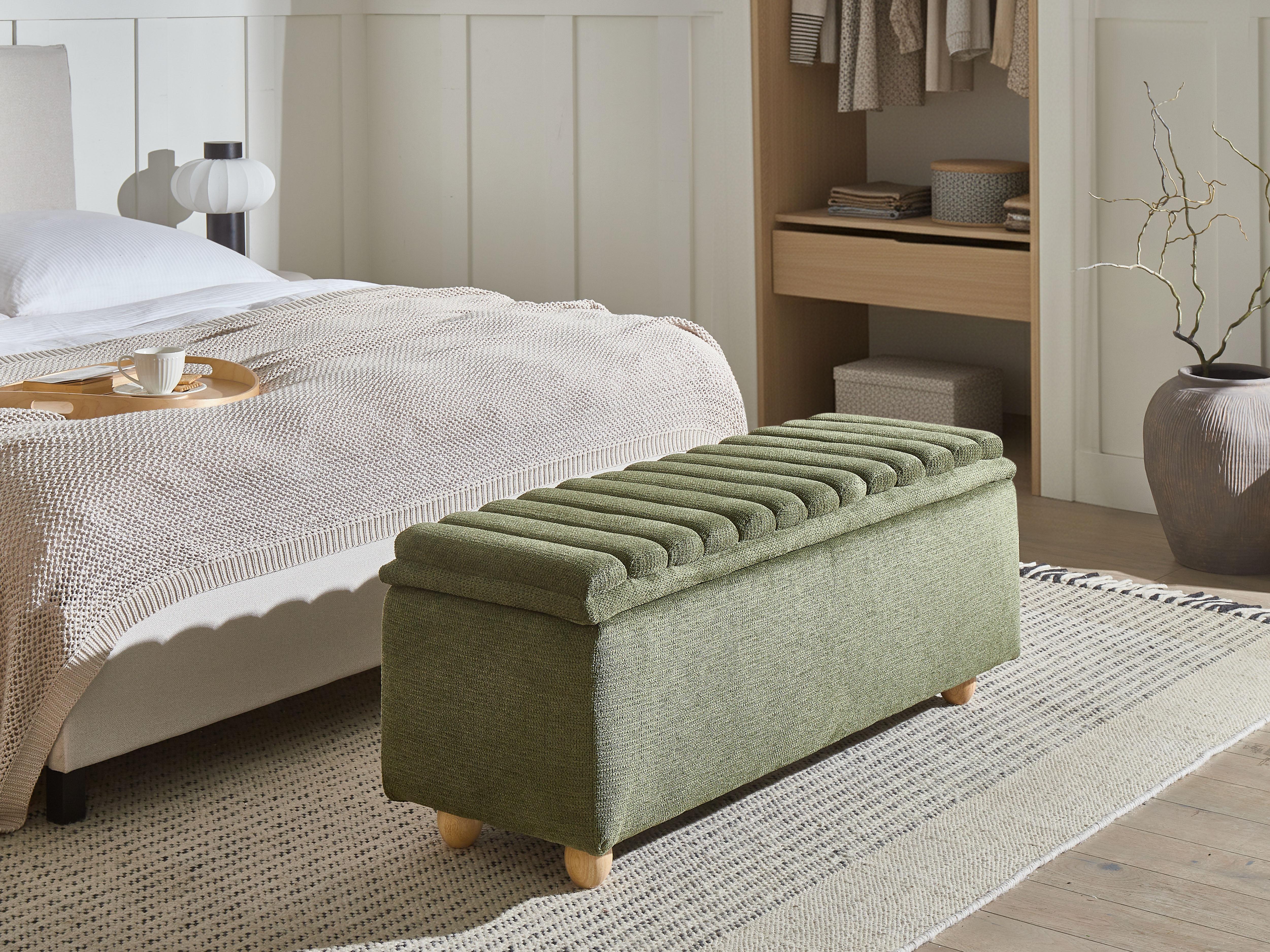 Upholstered Storage Bench SALIDA Fabric Green