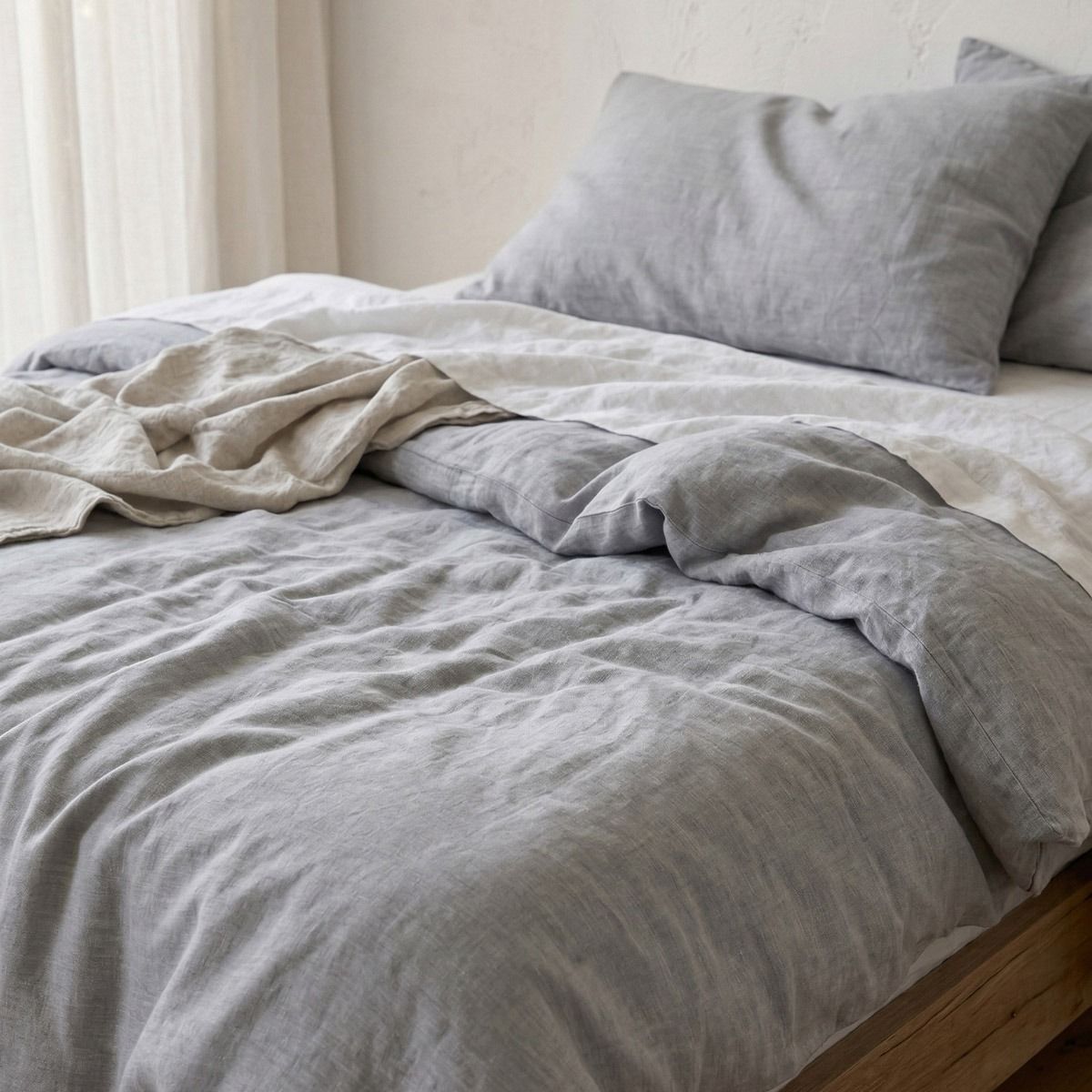 Pościel GOSSY bawełniana z barwionych nici niebieska 160x200   2*70x80 cm