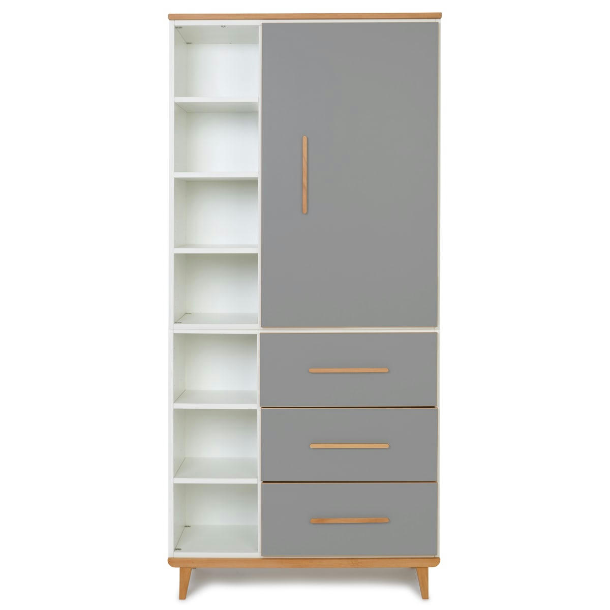 NADO - Armoire 198cm 1 porte 3 tiroirs gris ardoise