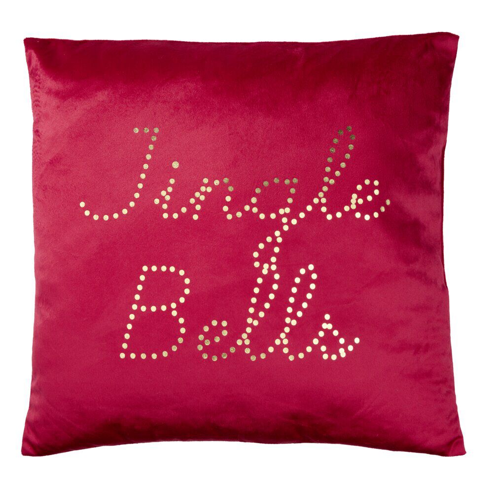 Coussin carré imitation velours imprimé No&euml;l L45X45XH10 cm (2 modèles rouge ou blanc)