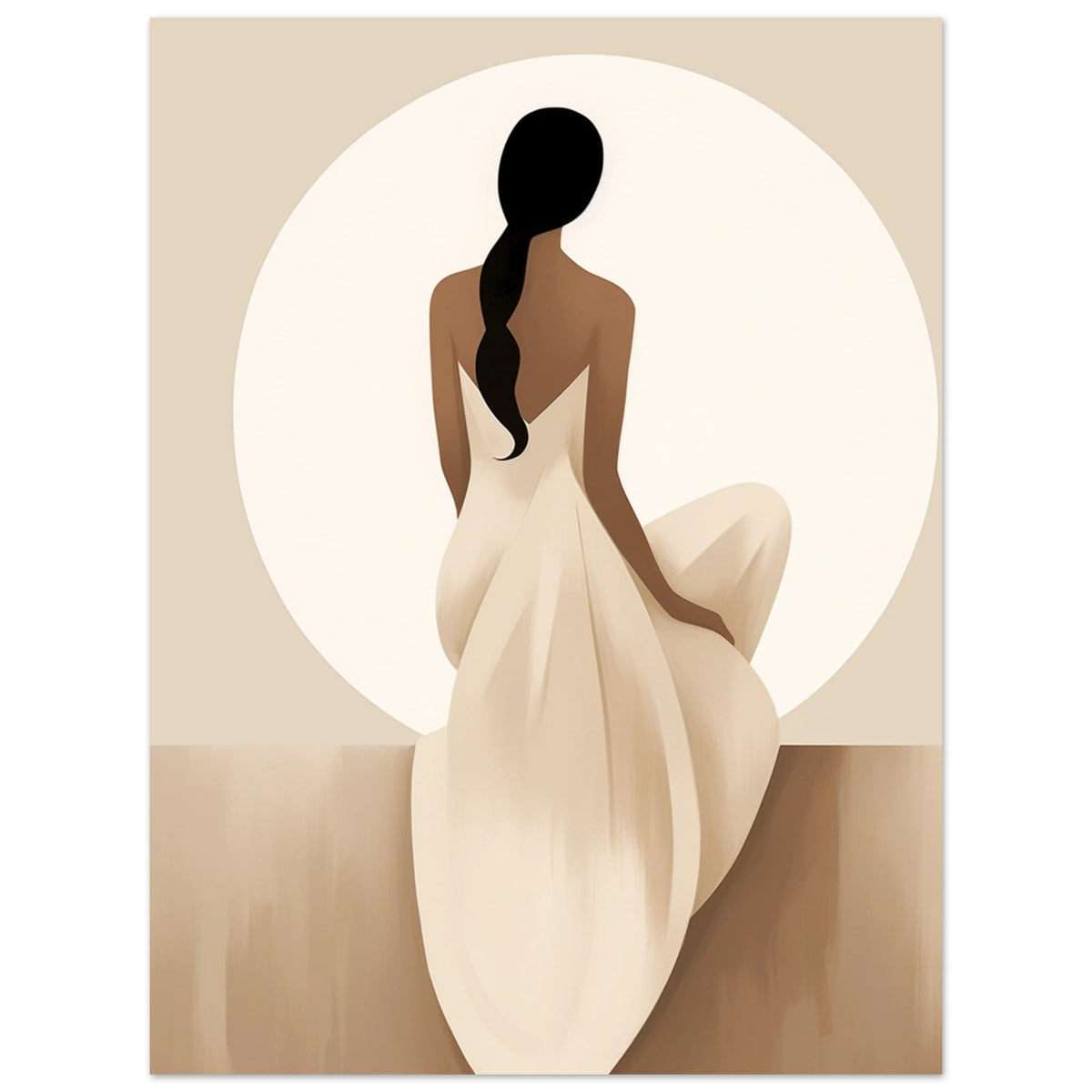 Artfulprints Poster Japandi The serene lady  - 30x40 cm - Bruin