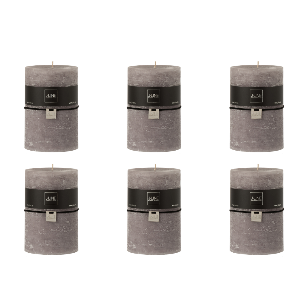 J-Line cilinderkaars - donkergrijs - 110U - XL - 6 stuks