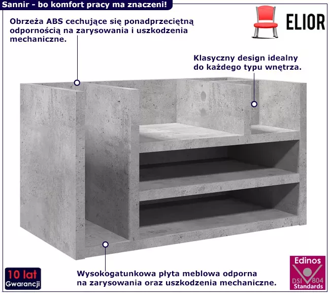 Klasyczny stojący organizer na biurko beton - Rivro