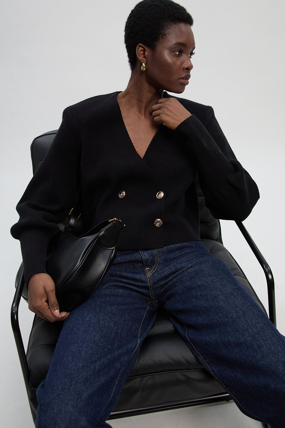 KarenMillen Knitted Double Breasted Jacket