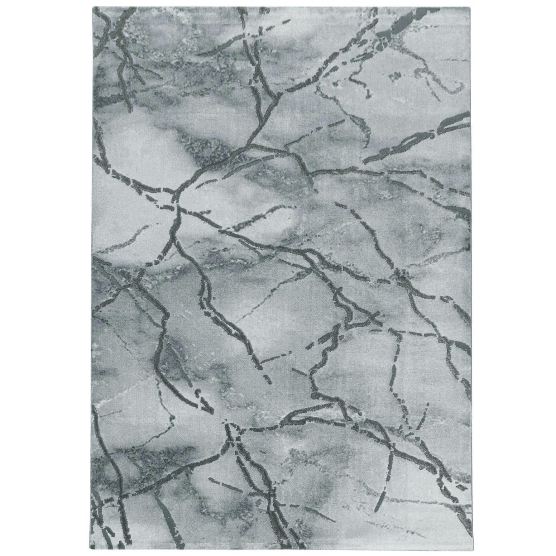 PIERRE - Tapis effet marbre marbre blanc et argenté 160x230cm