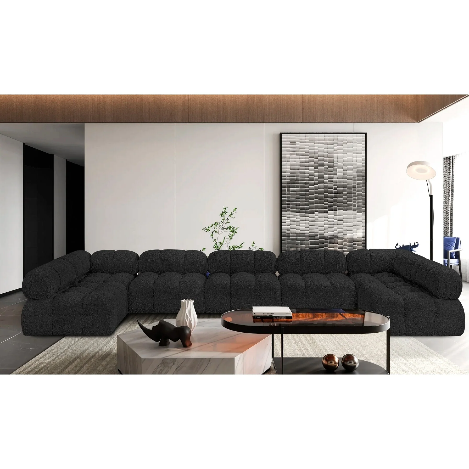 Ames 170 Boucle Fabric Upholstered 7pc. Modular Sectional
