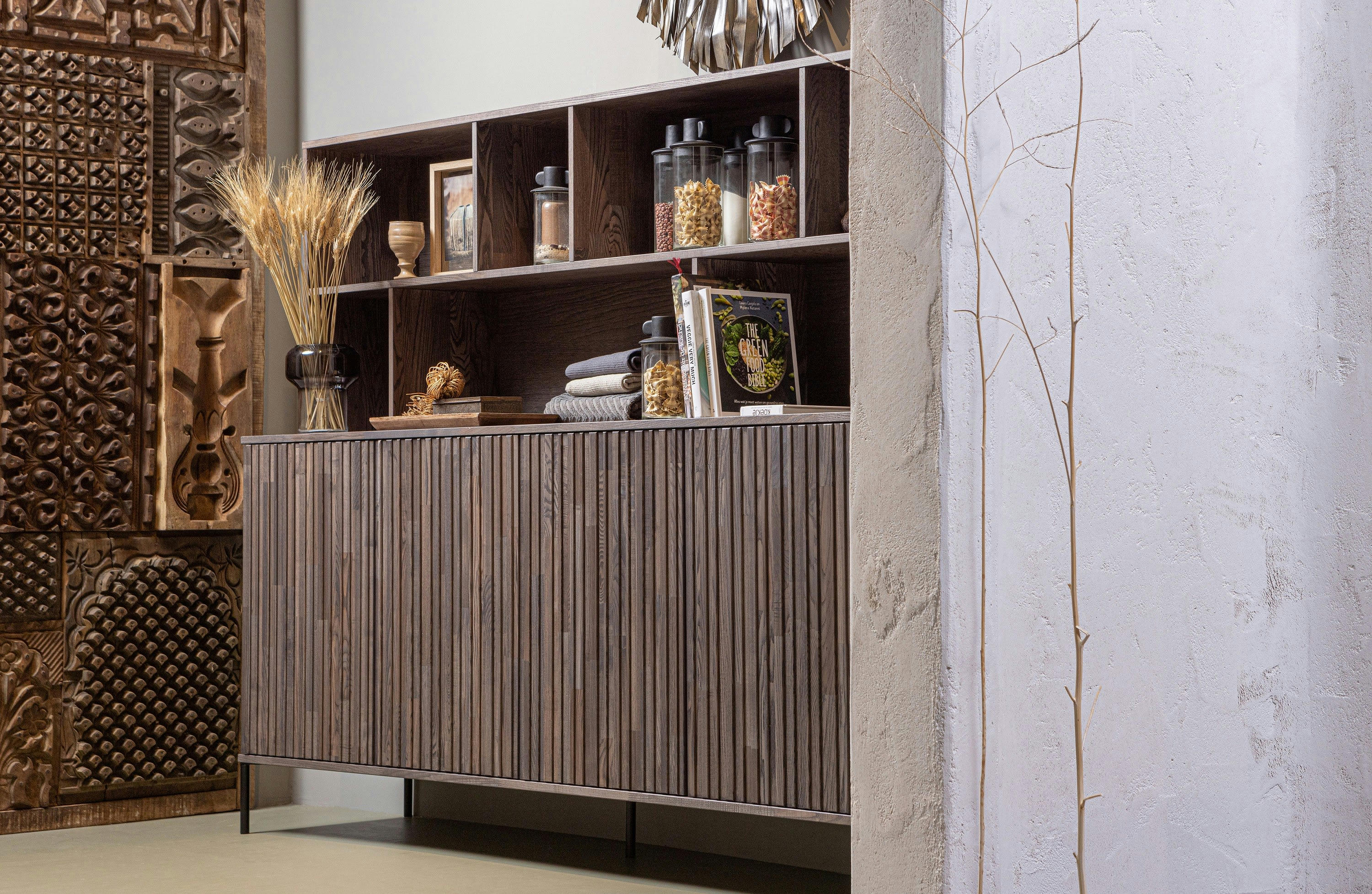 NEW - Armoire murale 4 portes en chêne marron