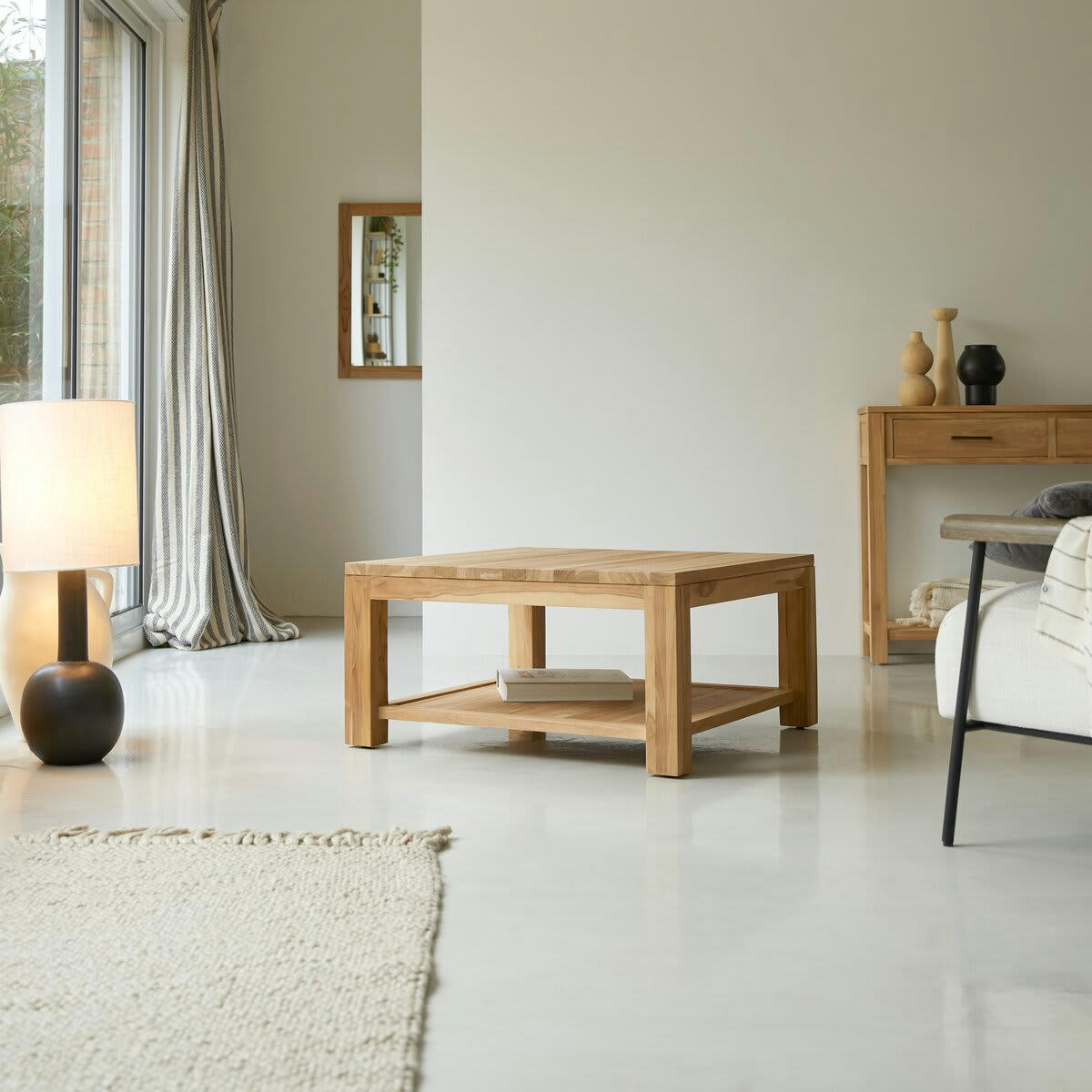 EVE - Table basse carrée en teck massif