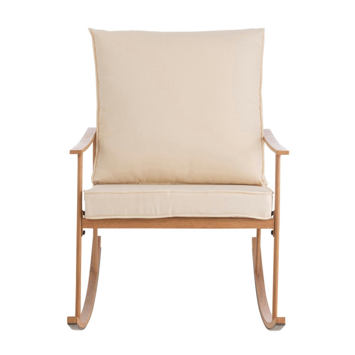MILOO - Fauteuil à bascule moderne en métal et tissu beige