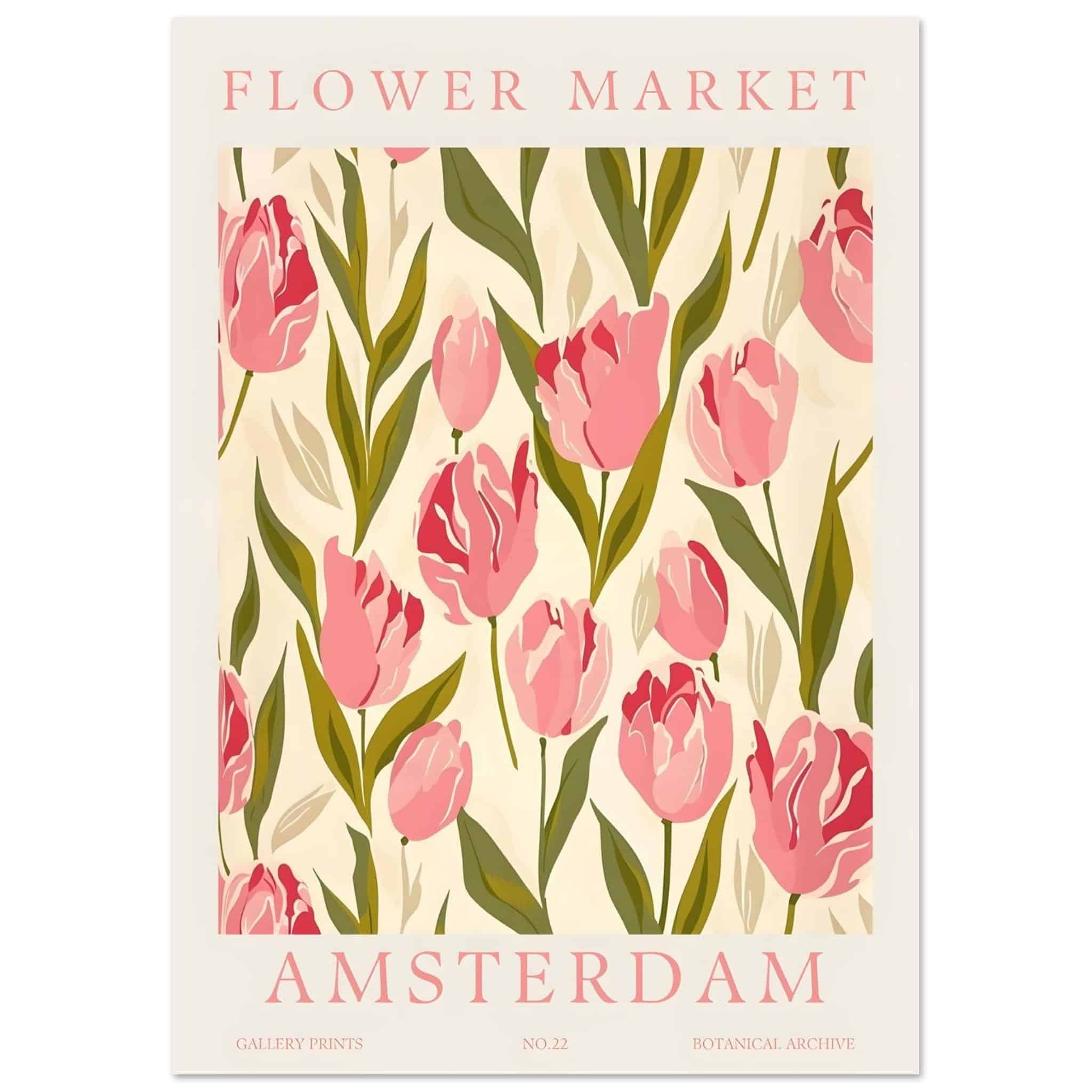Artfulprints Poster Flower market - Amsterdam IV  - A4 21x29.7 cm - Roze