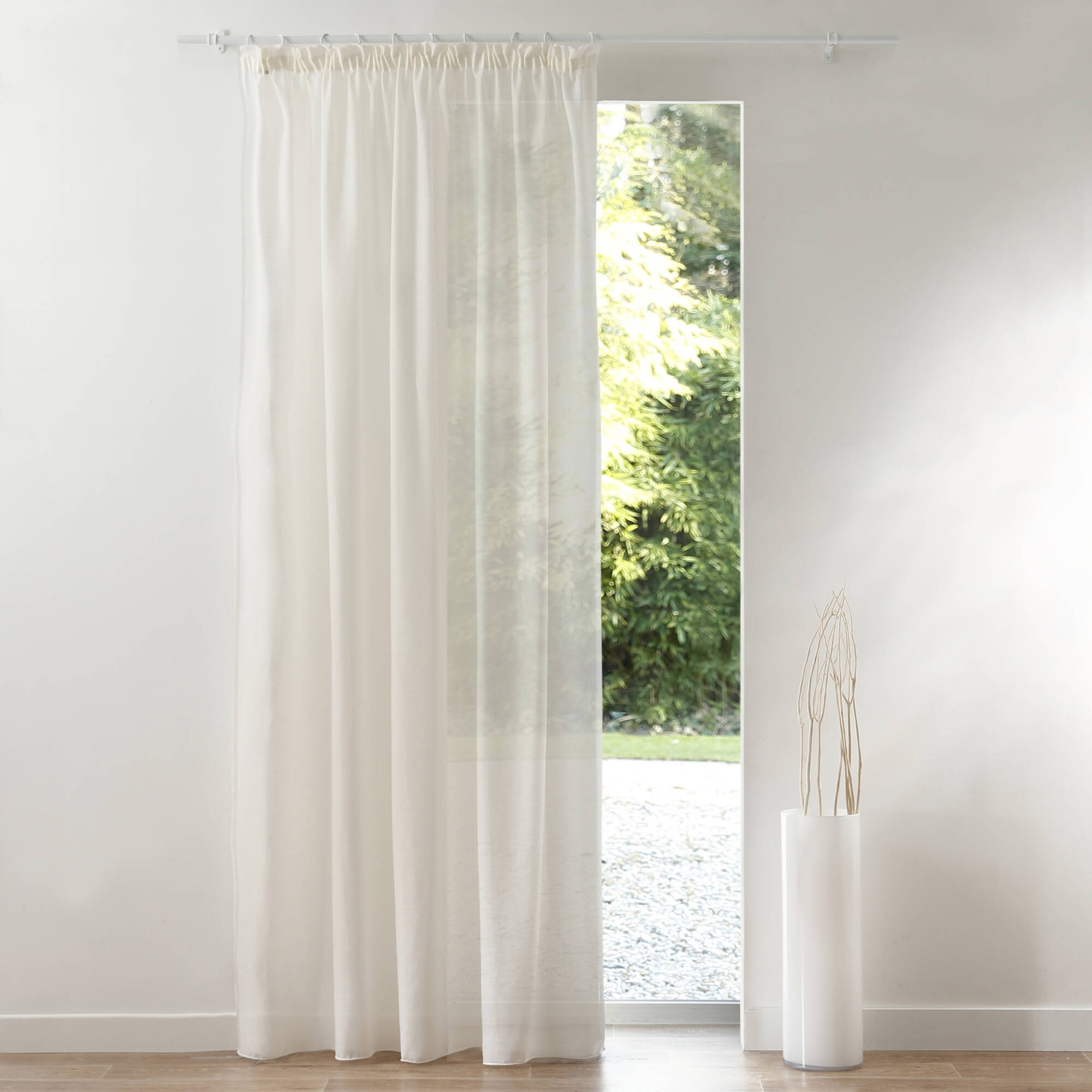Panneau lin polyester base plombée finition galon fronceur